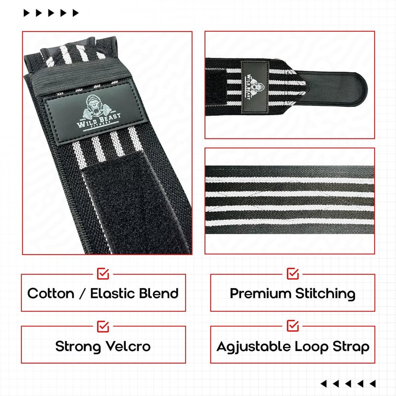 WildBeast Elbow Wraps for Weightlifting Men (Pair), Stretchable 41" Elbow Compression Strap, Weightlifting Straps for Bench Press, Strength Training & Fitness Support, Elbows Straps for Golfer's Elbows & Tendonitis - Image 3